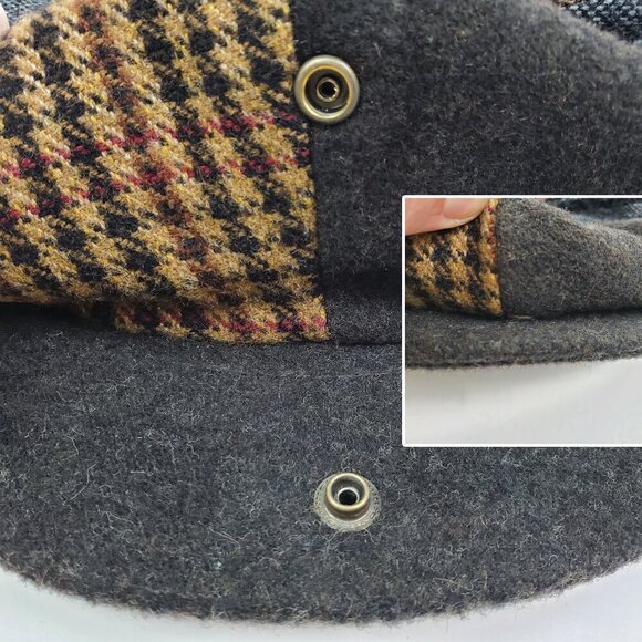 Scala Newsboy Cap Hat Vintage Houndstooth Dorfman Pacific Wool Blend Large - Picture 11 of 11